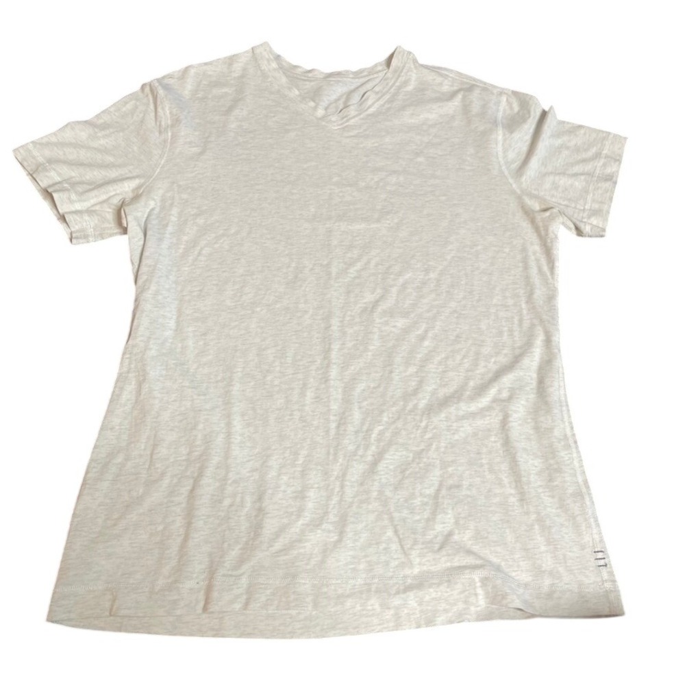 Lululemon V-Neck Short Sleeve Tee Heathered‎ Oatmeal Beige Activewear Shirt